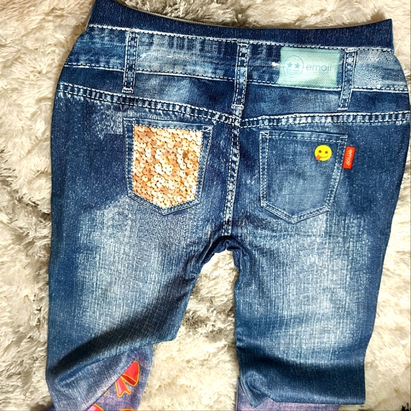 emoji Girls Colorful Fake Jeans - Picture 8 of 12